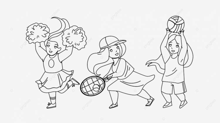 девочки дети играют в спортивные игры и танцуют черная линия карандашный рисунок вектор PNG , Вектор, спортивный, Цель PNG картинки и пнг рисунок для бесплатной загрузки