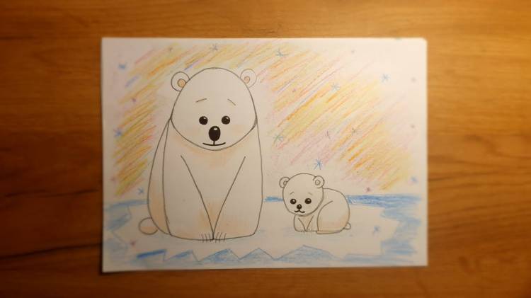 Как нарисовать зиму! Рисунок Белый медведь