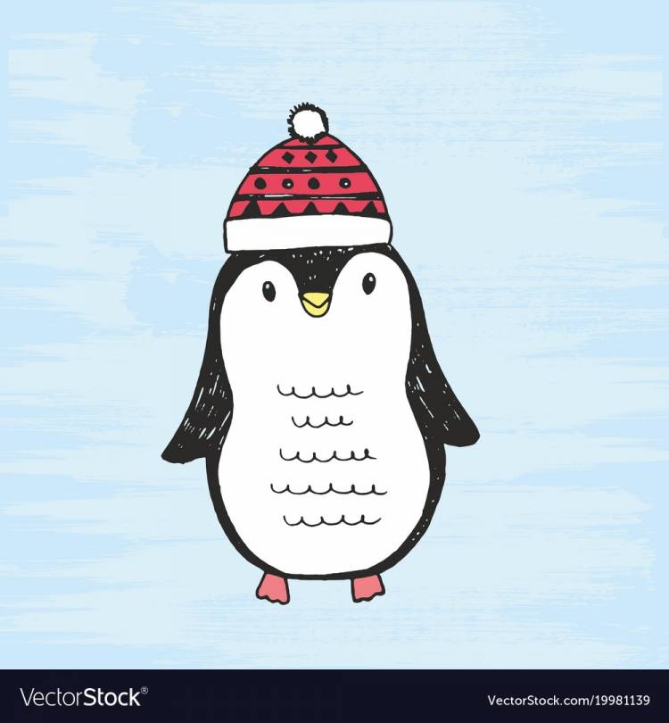Милый Пингвин для срисовки