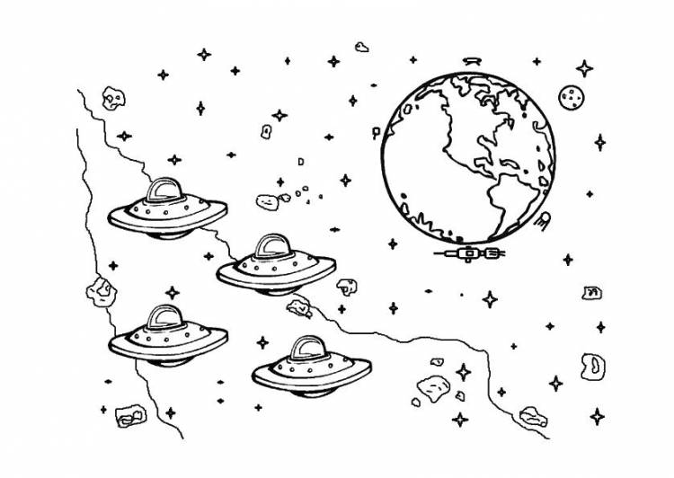 Летающие тарелки и земля летающие тарелки земля космос Раскраски для детей мальчиков