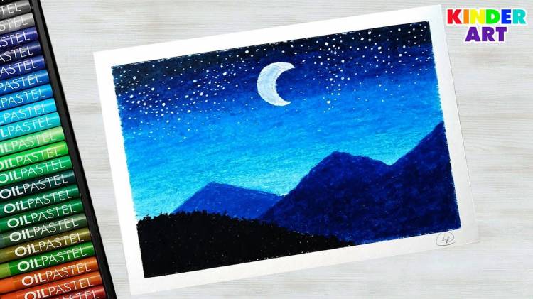 How to draw mountains with oil pastels step by step for beginners