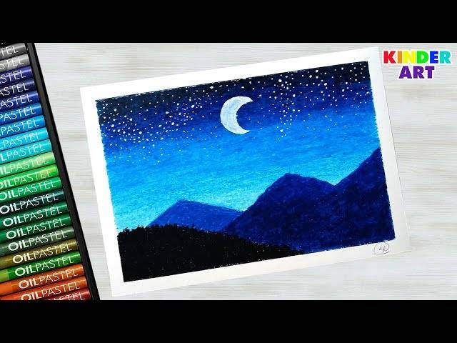 How to draw mountains with oil pastels step by step for beginners