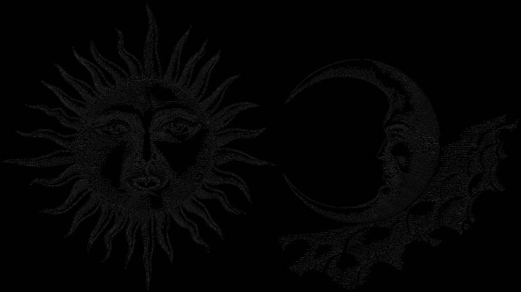 Картинки солнце и луна черно белая 