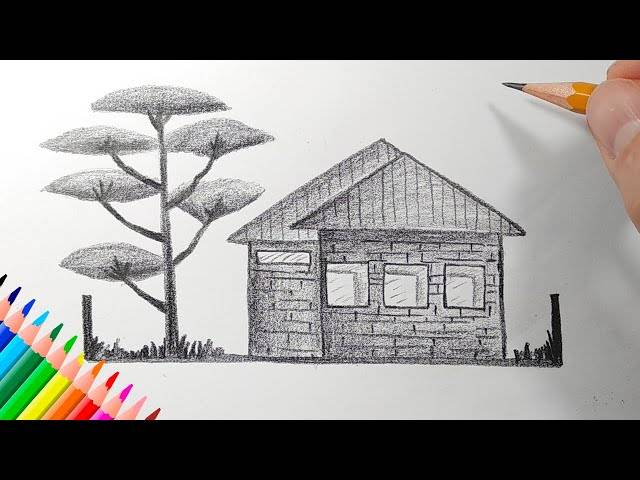 Как нарисовать ДОМ карандашом, Рисунок для начинающих