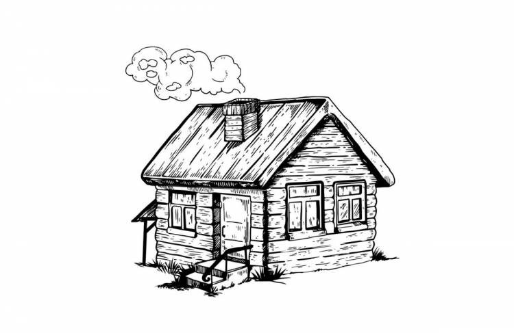 Деревянный дом рисунок карандашом