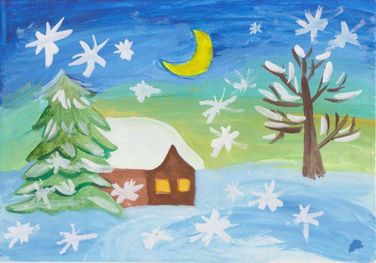 Рисунки Красота зимы для детей в