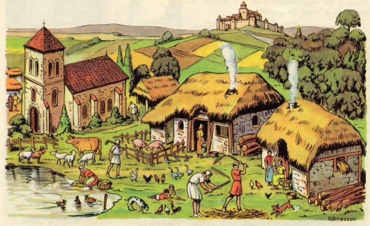 Рисунок один день в средневековой деревне 