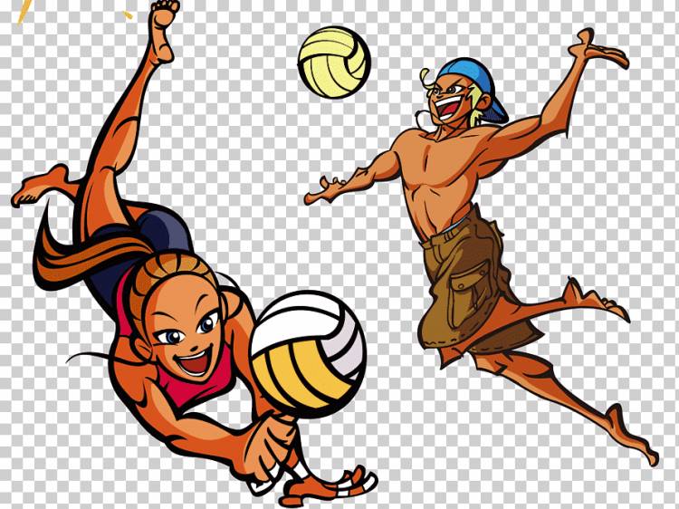 Пляжный волейбол рисунок, мультфильм пляжный волейбол, мультипликационный персонаж, игра, пляж png