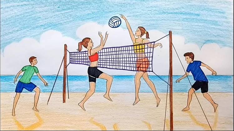 Как нарисовать пляжный волейбол