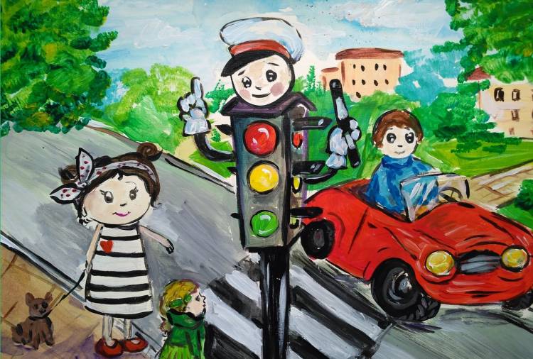 Рисунок на тему безопасная дорога детям