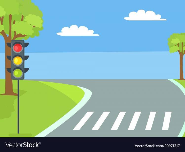Рисунок пешеходный переход и светофор