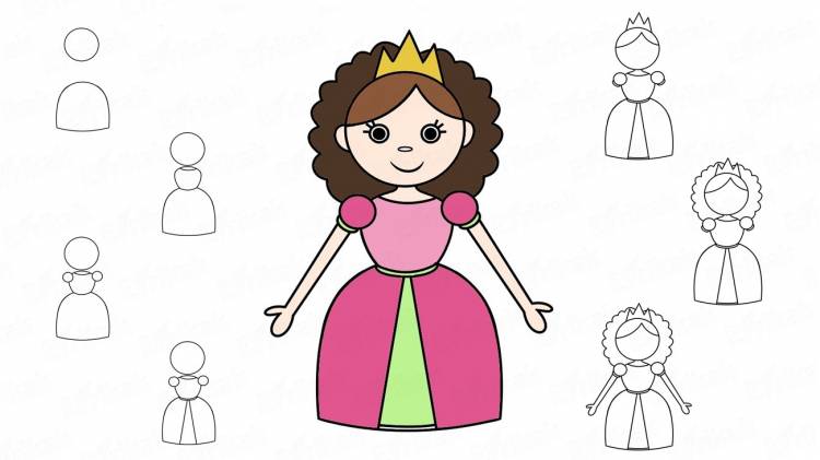 Принцесса рисунок карандашом для детей