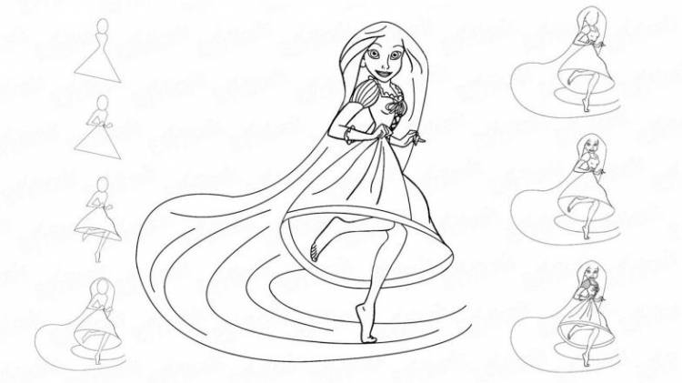 Как нарисовать принцессу пошагово