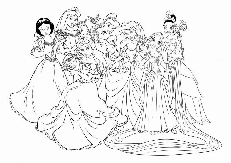 Рисунки всех принцесс раскраска 