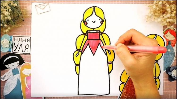 Как нарисовать принцессу РАПУНЦЕЛЬ в красивом платье