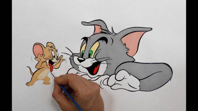 Рисунки карандашом кот и мышь 