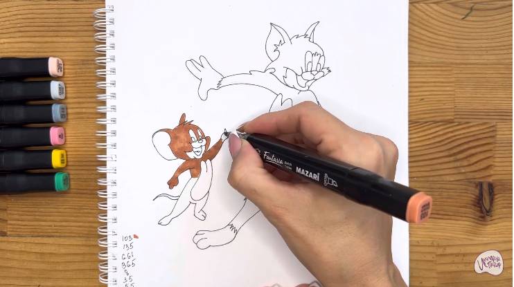 Как нарисовать Тома и Джерри карандашом и скетч маркерами для начинающих