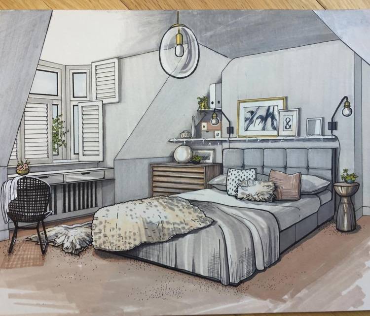 Рисунок спальня для детей