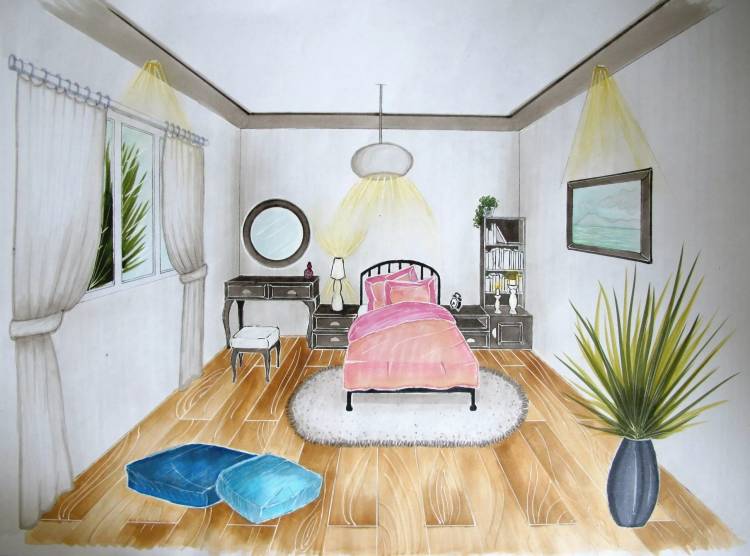 Легкий рисунок комнаты для детей