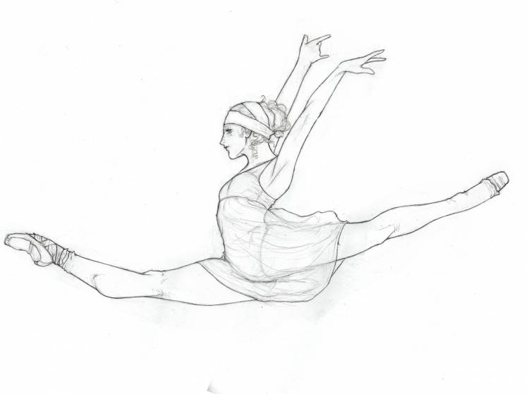 Балерина в прыжке для срисовки