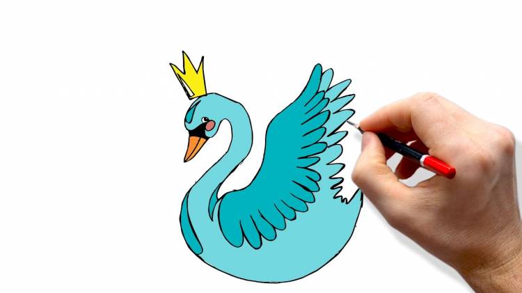 How to draw a princess swan step by step