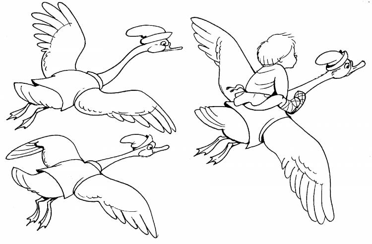 Рисунок гуси лебеди карандашом