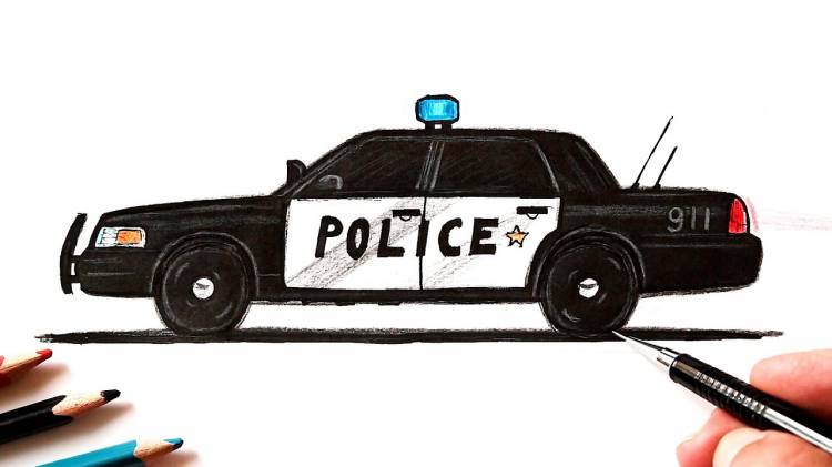 Как легко нарисовать полицейскую машину ручкой