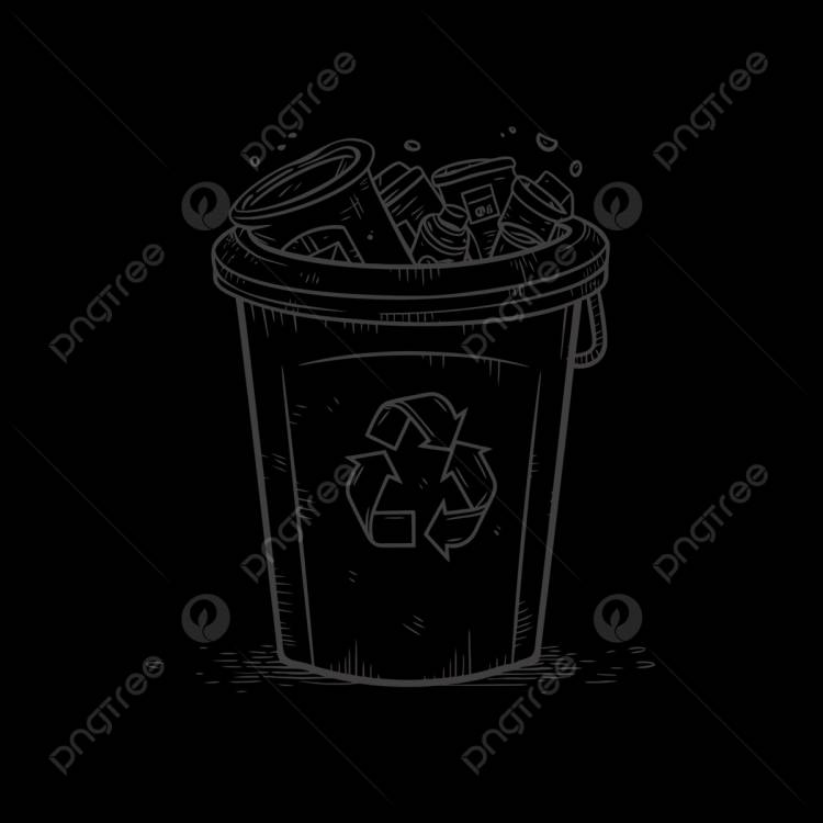 рисованная иллюстрация мусорного бака наполненного различными предметами набросок эскиза вектор PNG , рисунок корзины, контур корзины, эскиз корзины PNG картинки и пнг рисунок для бесплатной загрузки