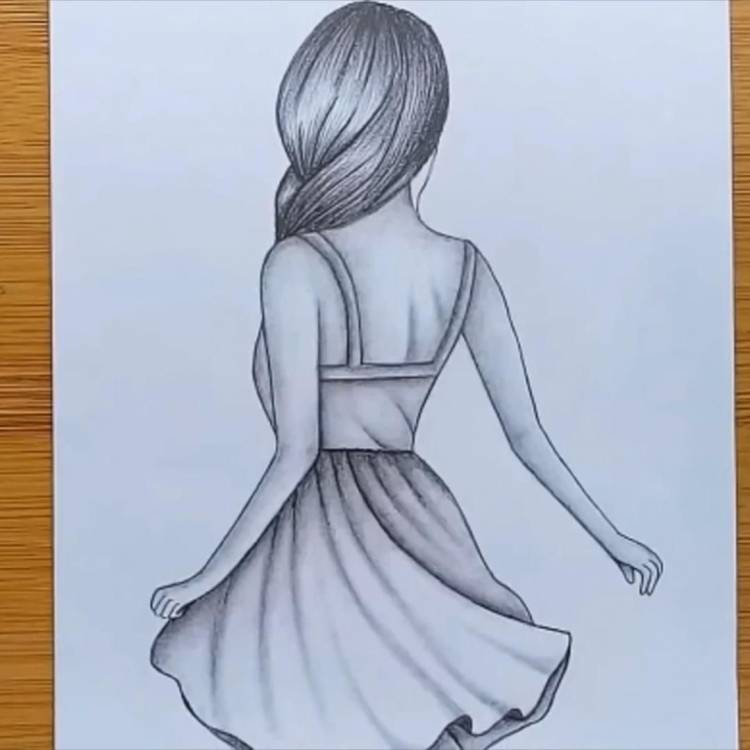 Рисунки девушки со спины для срисовки