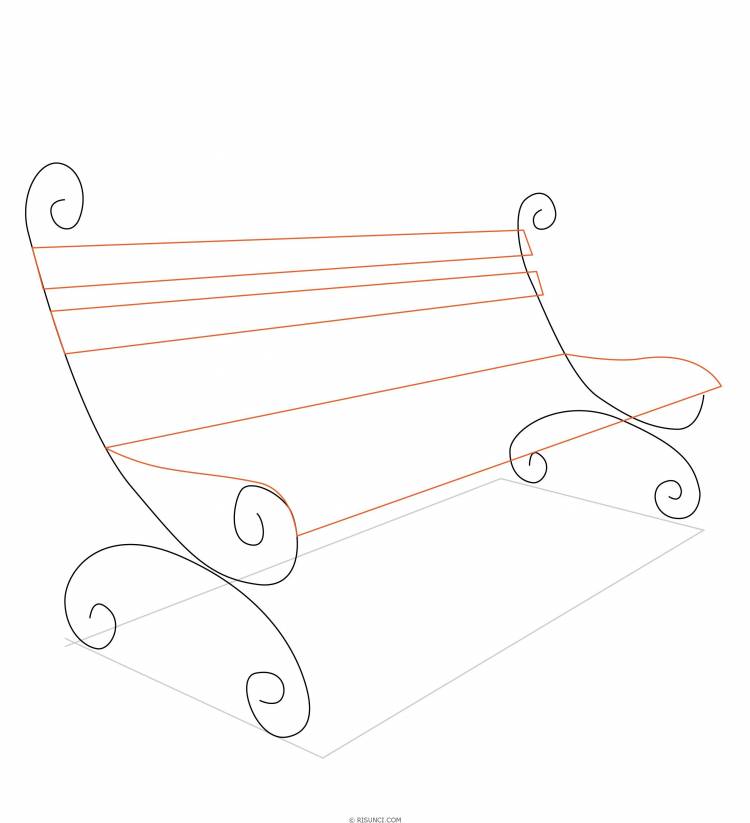 Поэтапное рисование скамейки