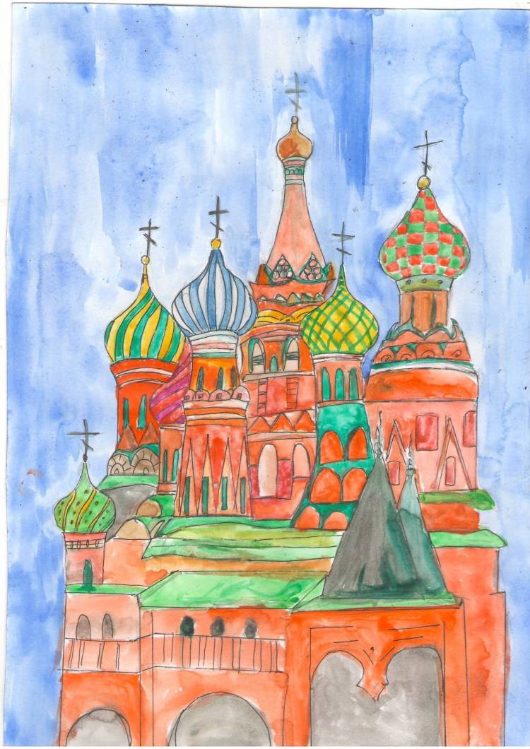Храм Василия Блаженного рисунок для детей