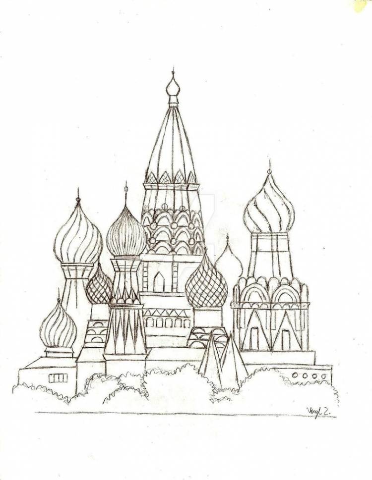 Храм Василия Блаженного рисунок поэтапно