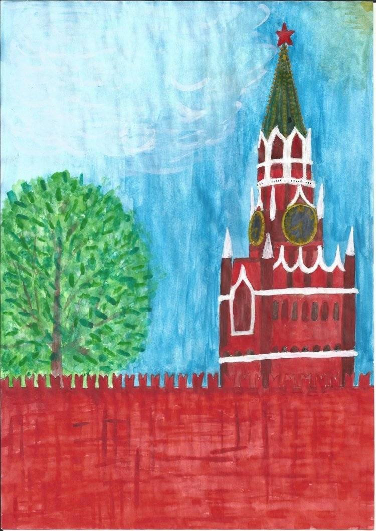 Поэтапное рисование кремля для дошкольников