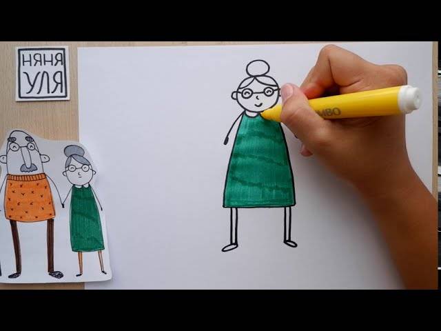 Как рисовать бабушку Няня Уля Рисование для детей