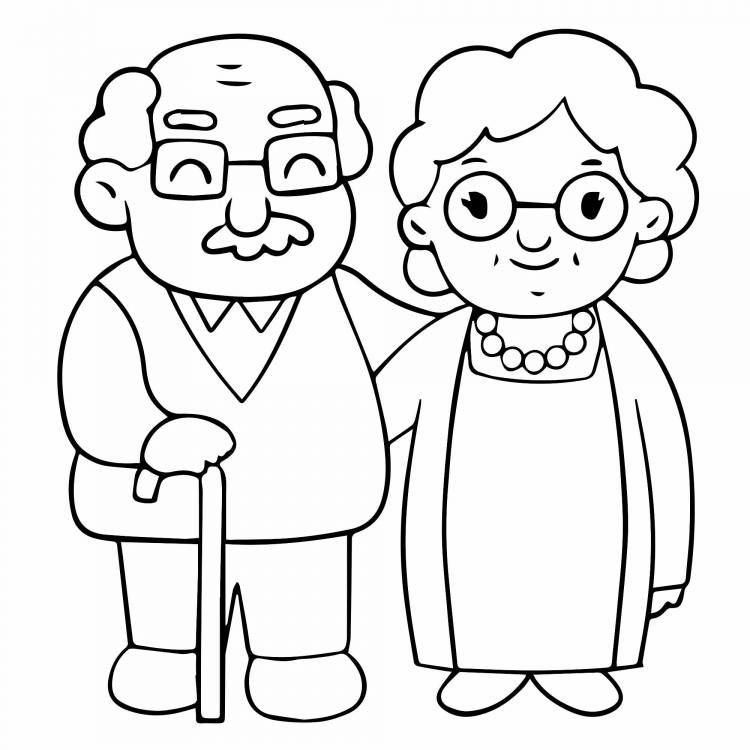 Раскраски бабушка и дедушка для детей
