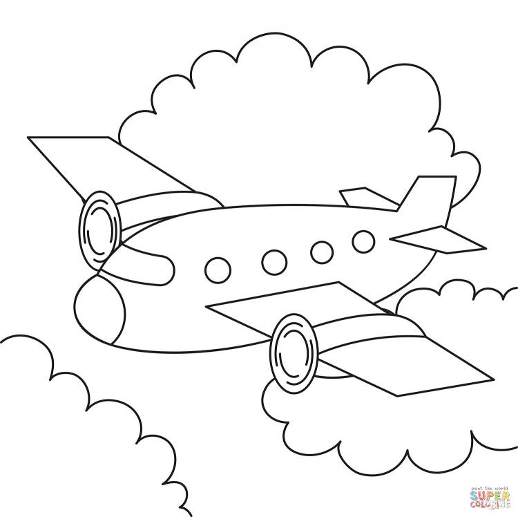 Раскраска Мультфильм самолет