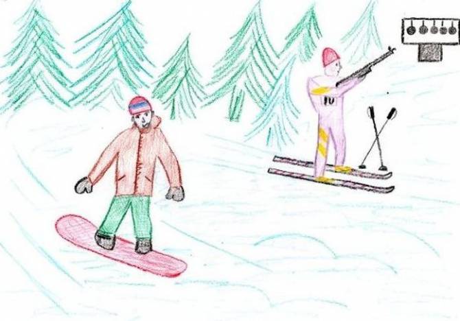 Красивый рисунок зимние виды спорта