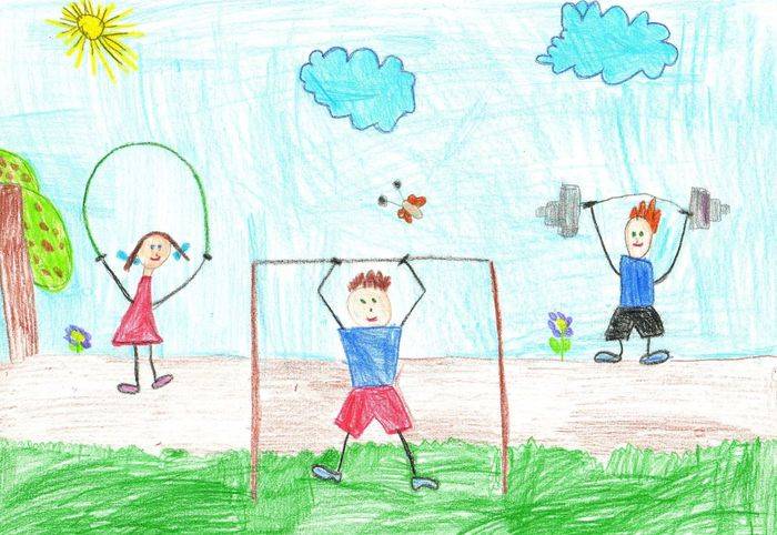 Детские рисунки на тему спорта 