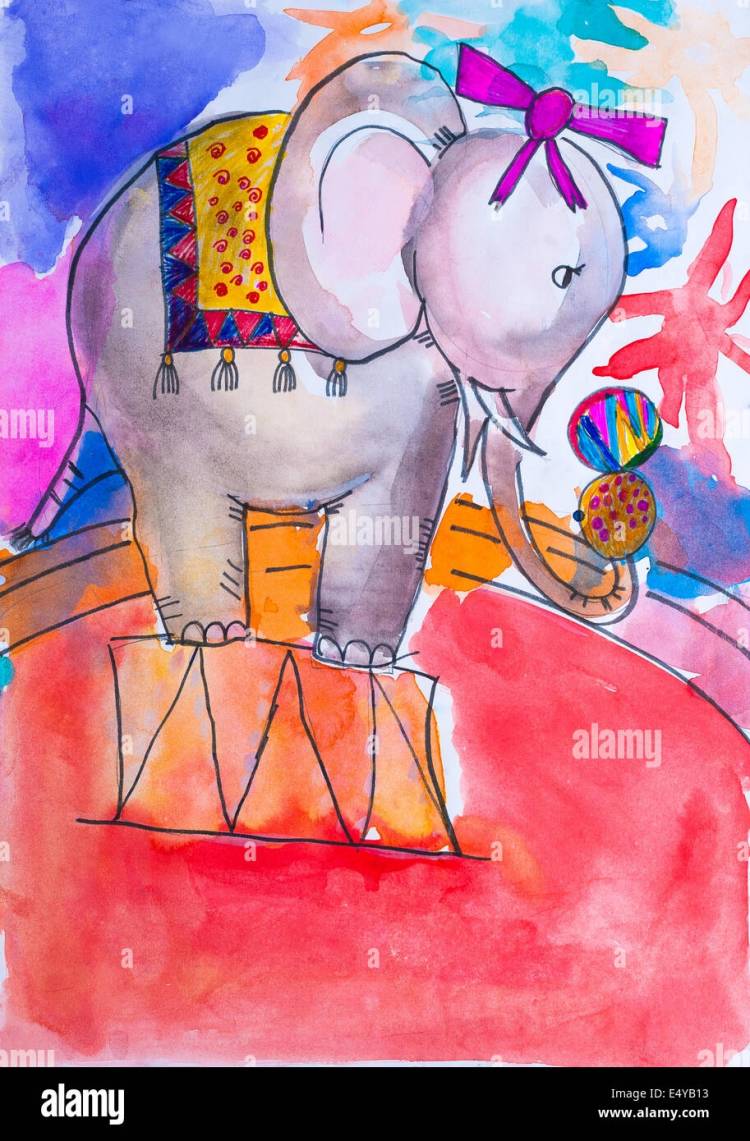 Рисунок красками на тему цирк
