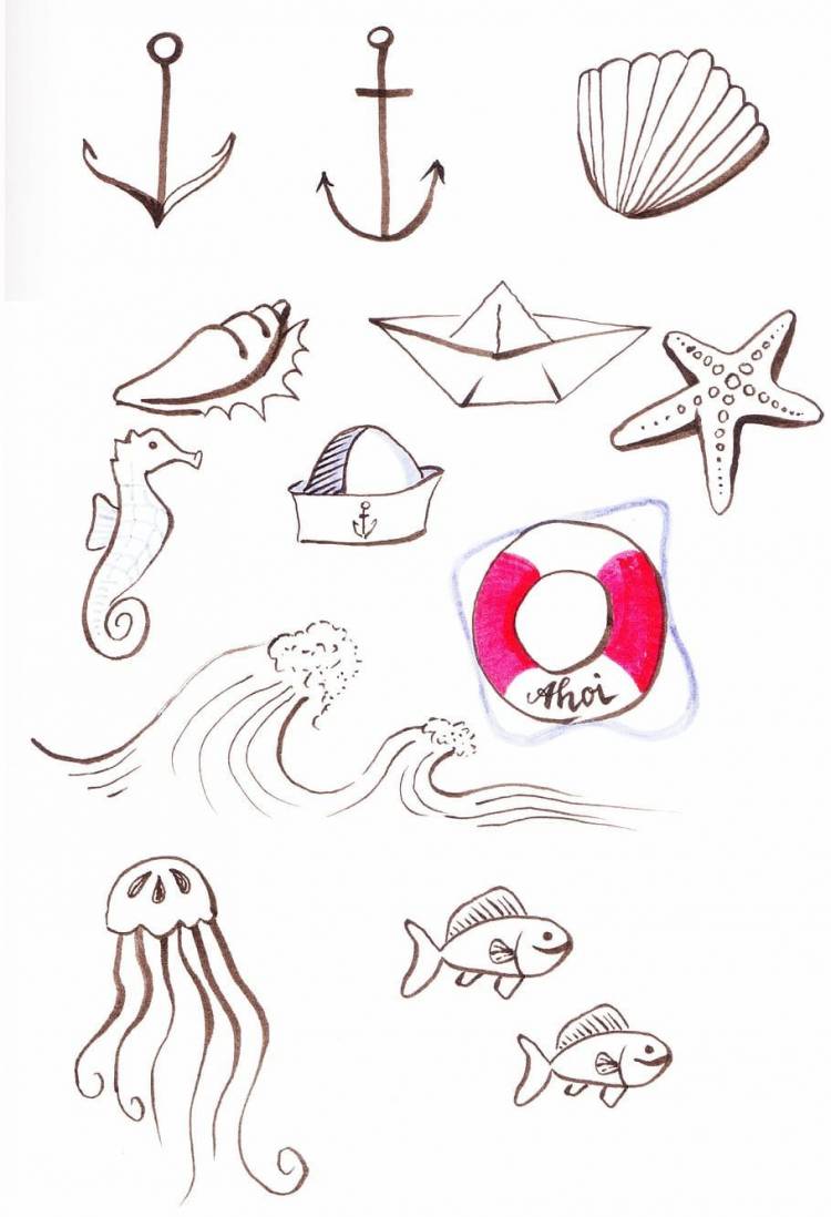 Рисунки на морскую тематику легкие