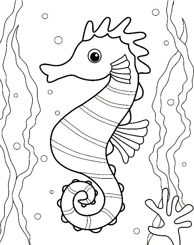 Раскраски для детей и взрослых хорошего качестваРаскраска морской конек в аквариуме