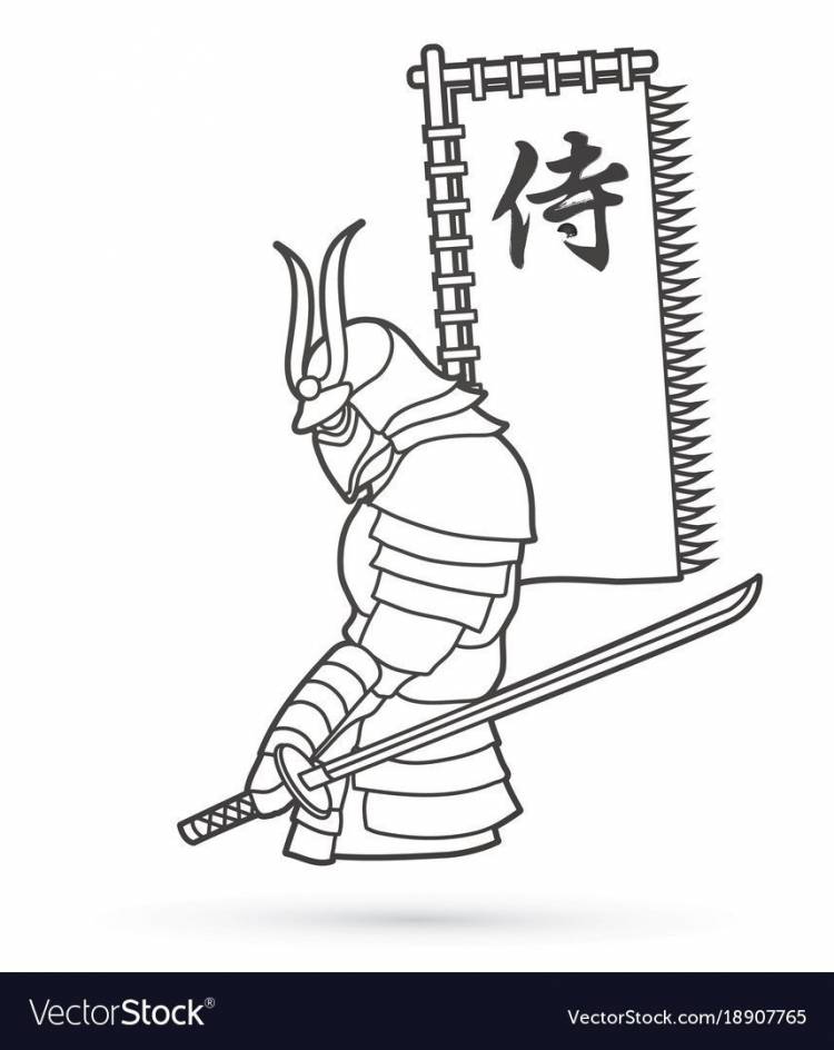 Рисунок самурая карандашом с мечом