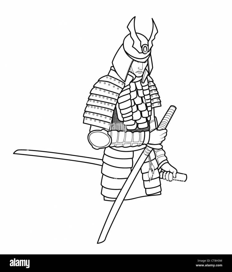 Эскиз самурая легкий
