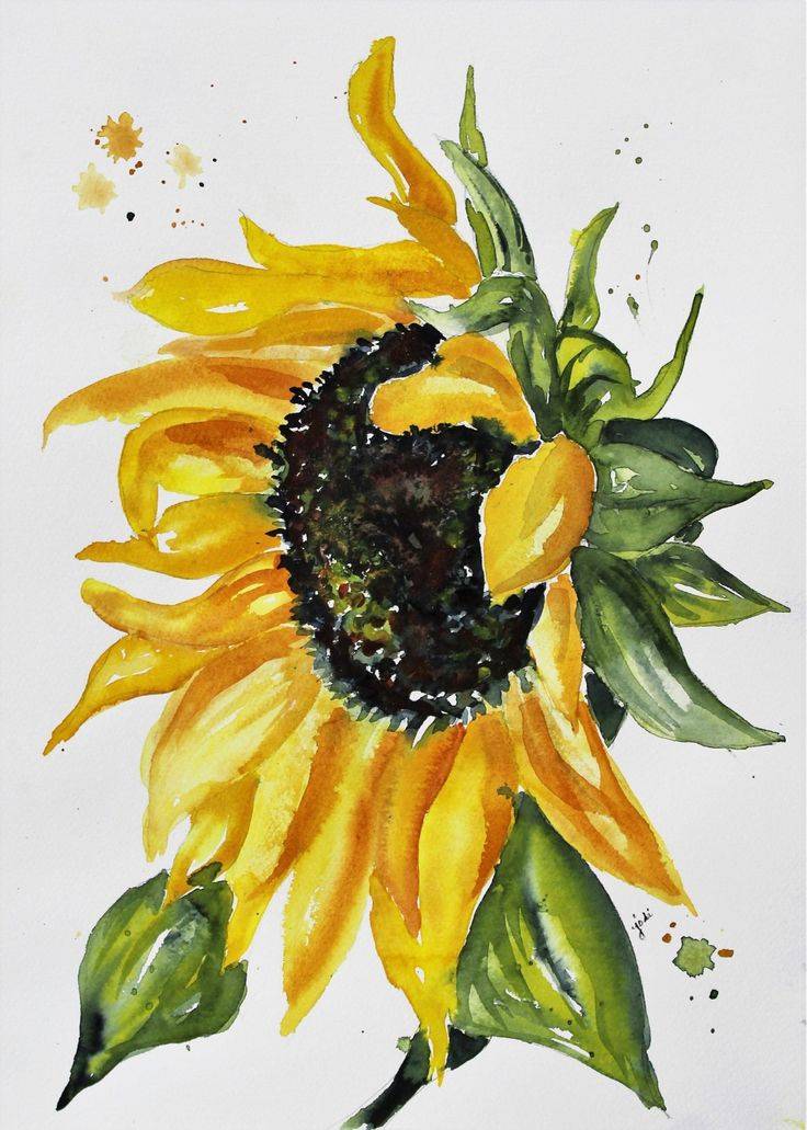 Sunflower Watercolor PRINT, flower painting, floral painting, wall hanging