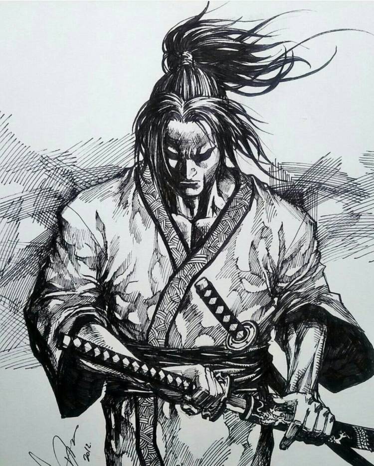 Арт самурай рисунок 