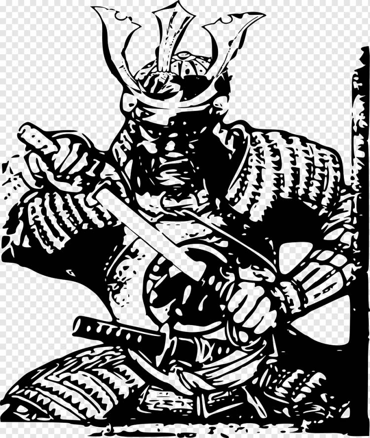 Рисунок японского самурая, японский дракон, монохромный, вымышленный персонаж, комиксы Художник png