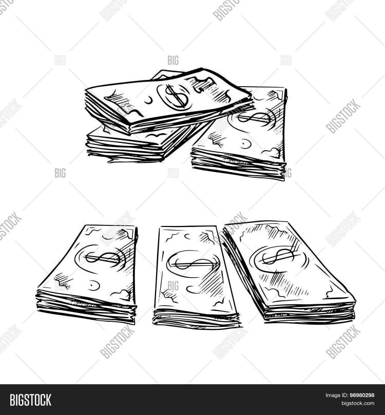 Рисунок бумажных денег карандашом