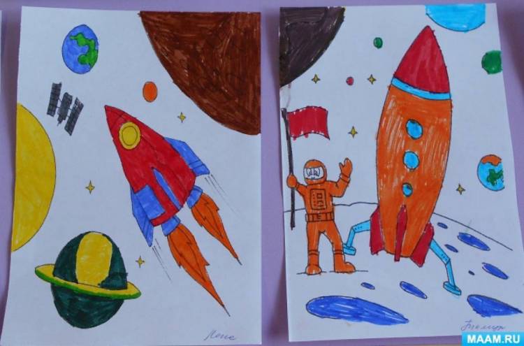 Фотоотчет о выставке детских работ «Полет в космос» в подготовительной группе 