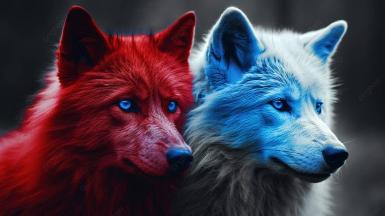 синий и красный волк обои, красно синяя картинка, синий, красный фон картинки и Фото для бесплатной загрузки