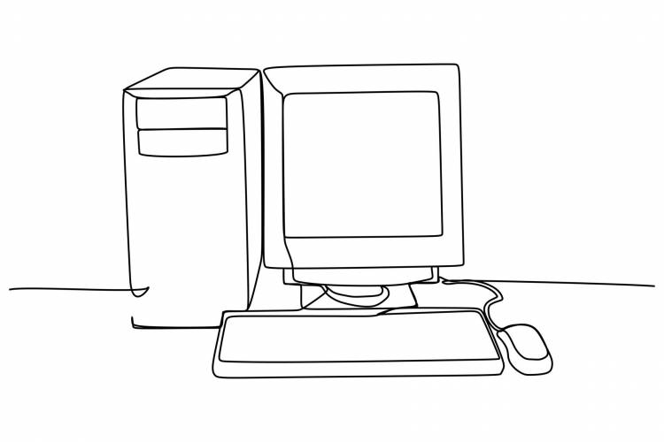 Рисунок компьютера карандашом